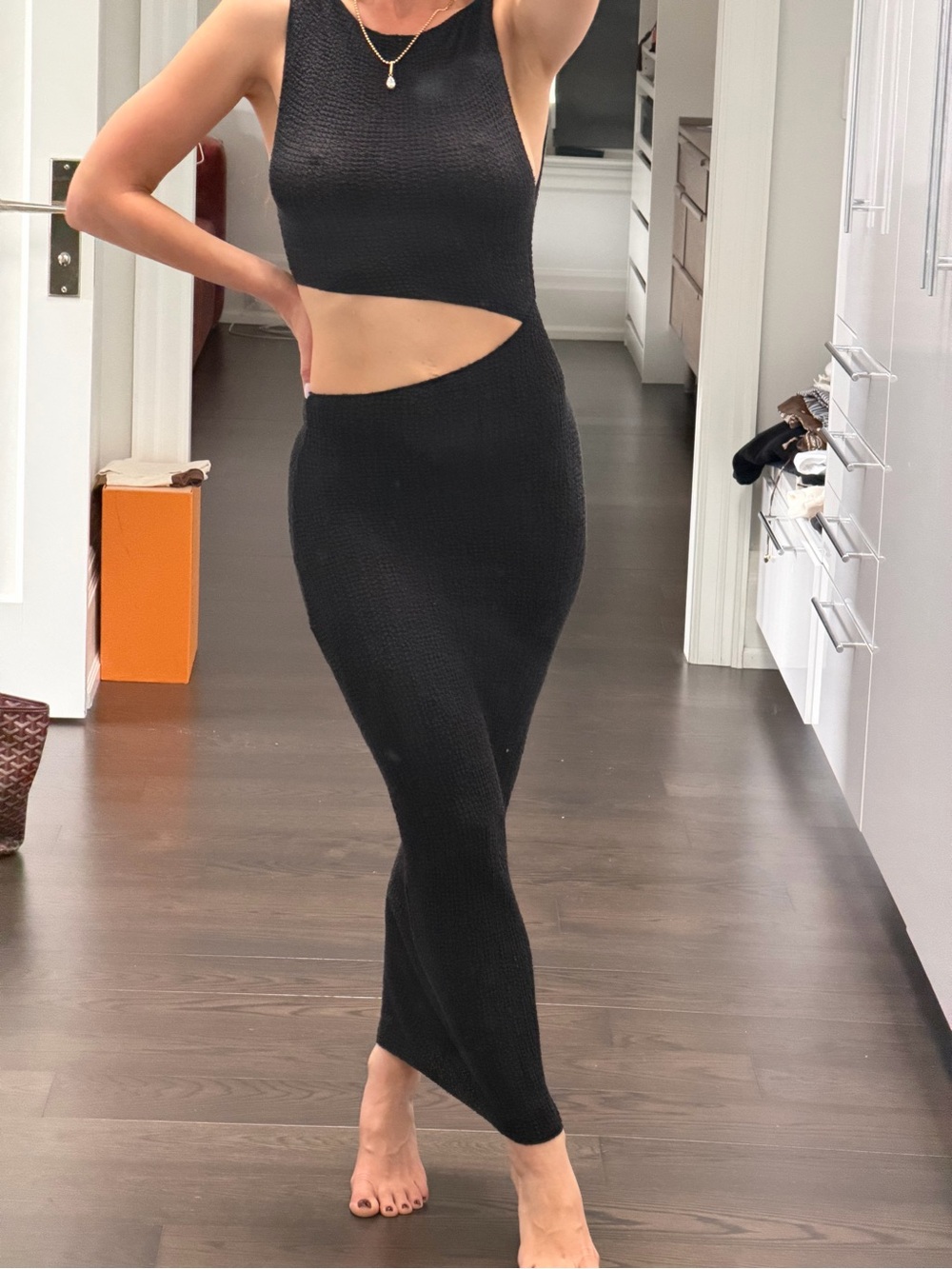 Zara Black Cutout Maxi Skirt Dress